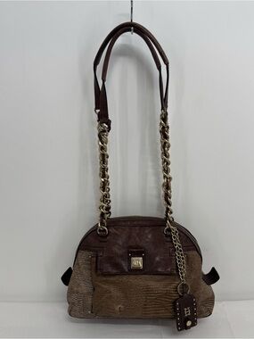 Olivia Harris Brown Leather and Gold Accents Gorgeous Shoulder Bag